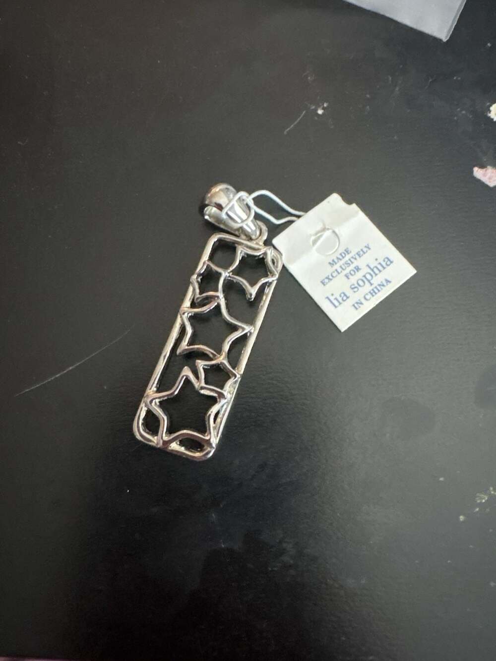 NWT Lia Sophia Silver Tone Scatter Stars Rectangle Pendant Slide